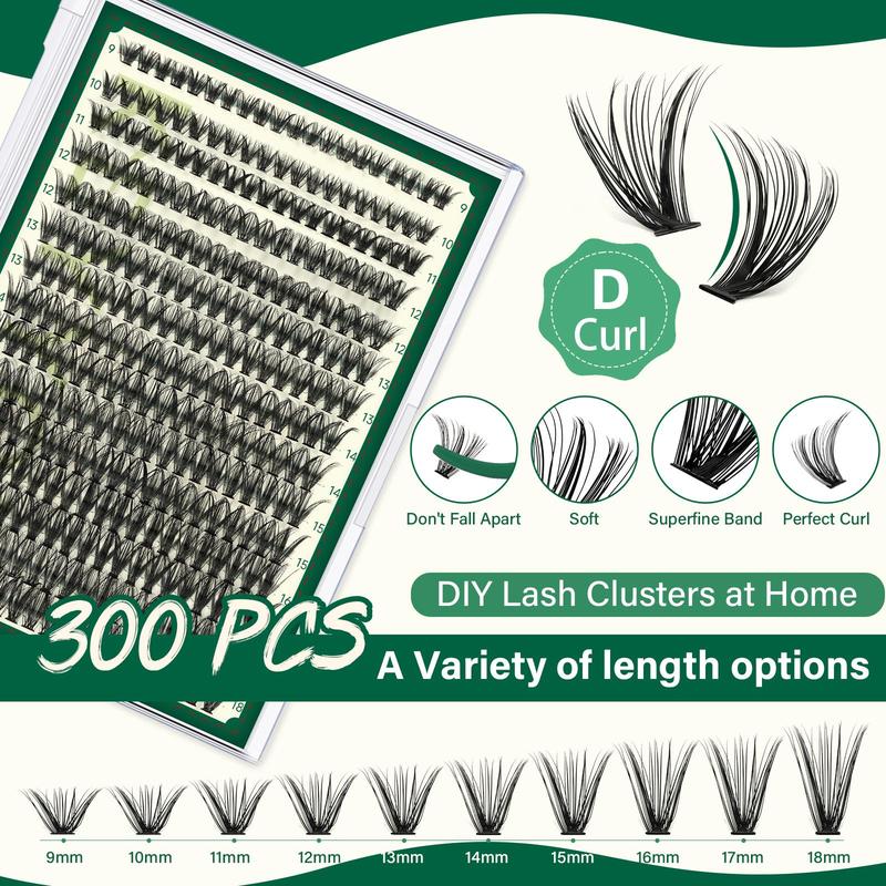 Individual False Eyelashes with Eyelash Bond & Sealing & Lash Remover & Portable Eyelash Brush Angled Brow Brush & Double Ended Lash Comb Tweezers, Lash Clusters 5
