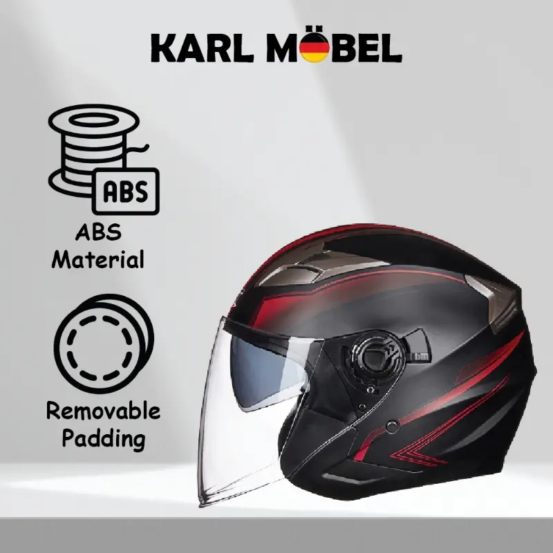 Accessories Motorcycle Topi Keledar Motosikal, GXT, Topi Keledar Motosikal, Visor Berganda, Muka Terbuka, Topi Keledar Basikal, Moto Bergaya, Dwi L
