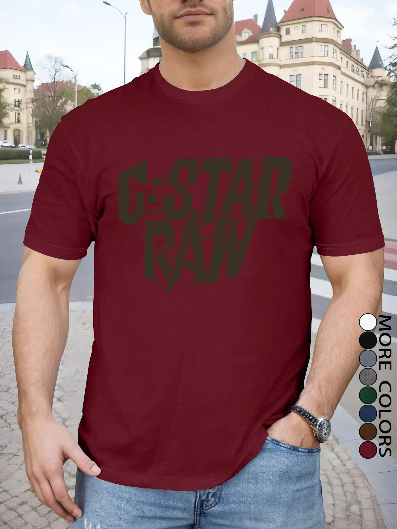 Men's Letters  Print Round Neck Tee, Regular Fit Casual Comfy Short Sleeve Crew Neck T-shirt for Summer, Men's All-match Top for Daily Wear