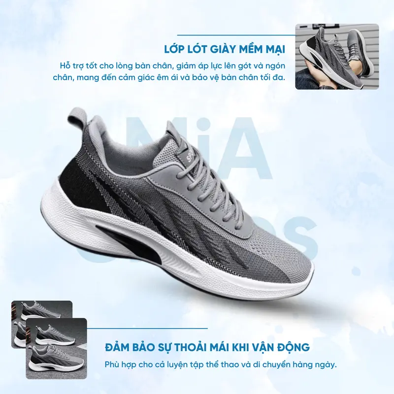 Giày Thể Thao Nam SEA Đế Đàn Hồi Cao Chống Trơn Rượt Êm Ái Form Ôm Sát Kiểu Dáng Đơn Giản Hiện Đại 2
