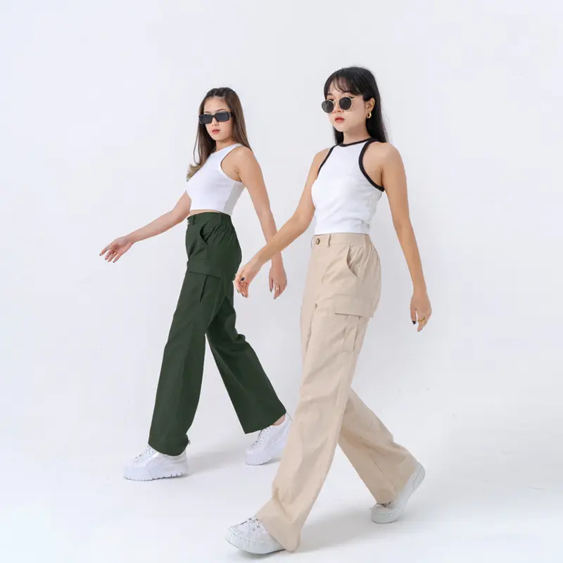 Cargo Pants Wanita - Celana Cargo Pants Wanita - Cargo Highwaist Loose Pants American Drill 2