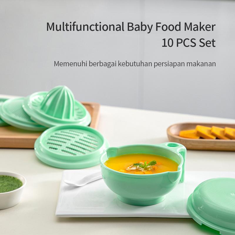 Baby food Maker multifungsi Grinding bowl alat mpasi bayi 10 pcs set Blue Green Baby food Maker multifungsi Grinding bowl alat mpasi bayi 10 pcs set Blue Green