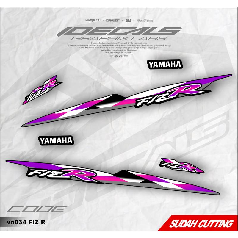 sticker striping motor yamaha fiz r bahan vinyil,chrome,hologram motif simpel keren kekinian (vn034) 0