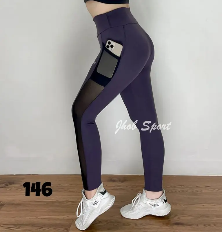 Celana Legging Panjang Olahraga Wanita /Legging Kombinasi Bahan Jaring Tile/Celana Panjang Sport/Celana Legging 1