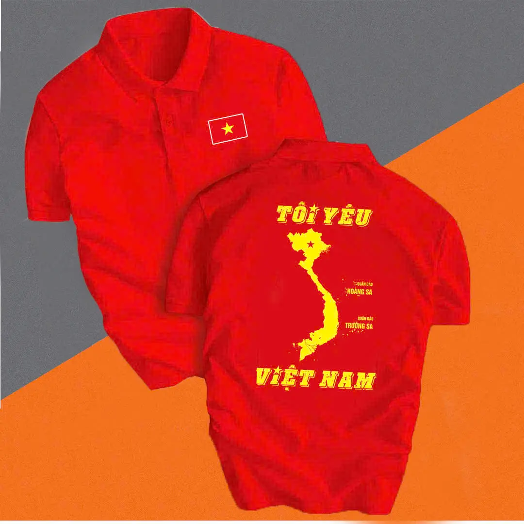 Áo polo HOÀNG SA- TRƯỜNG SA , Áo cờ đỏ Việt Nam ,Áo cờ đỏ sao vàng , Áo thun cotton đủ size nam nữ từ 6kg -110kg Menswear Có Cổ Ngắn Tay Shirt