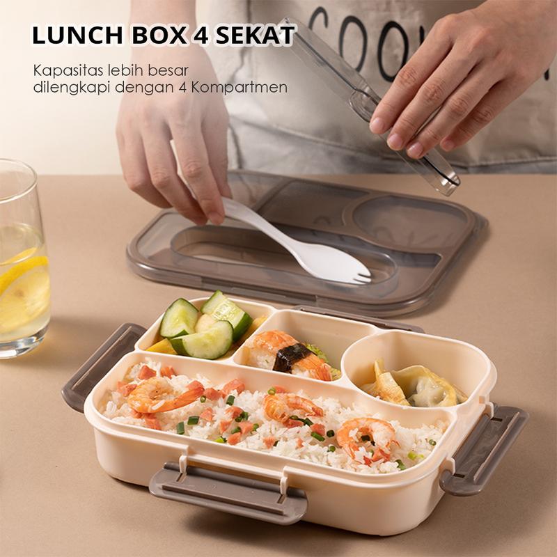 LUNCH BOX 3 & 4 SEKAT FREE SPORK I LUNCH BOX BPA FREE I KOTAK BEKAL DENGAN SEKAT 4
