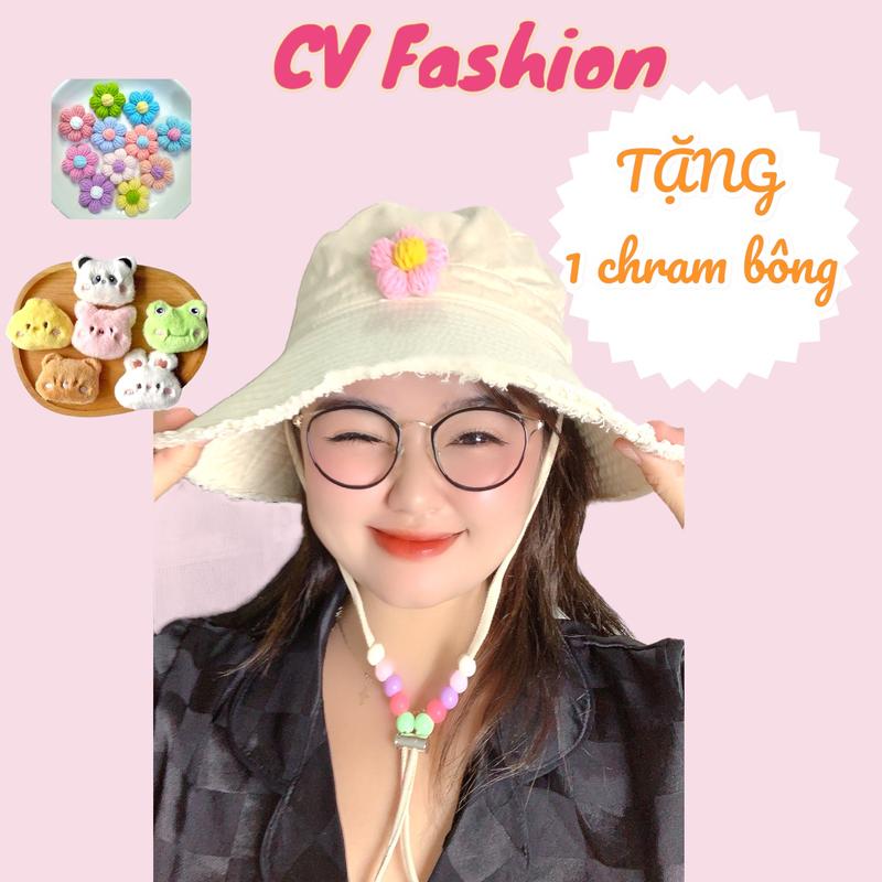 Mũ Bucket Tua Rua Phối Hạt Nón Vành Tai Bèo Trơn Thêu Nơ Xinh MB1 Hat