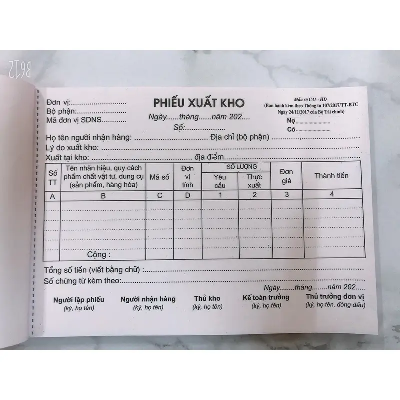 Phiếu nhập kho/ xuất kho 2 liên A5 - loại đẹp 7