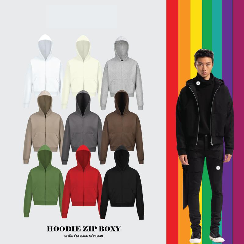 GIÁ MỞ BÁN Hoodie zip boxy Local Brand GOPYA- Chất nỉ bông ngoại Women Đen -Form croptop nam nữ- GOPYA TBX Áo Menswear Dài Tay