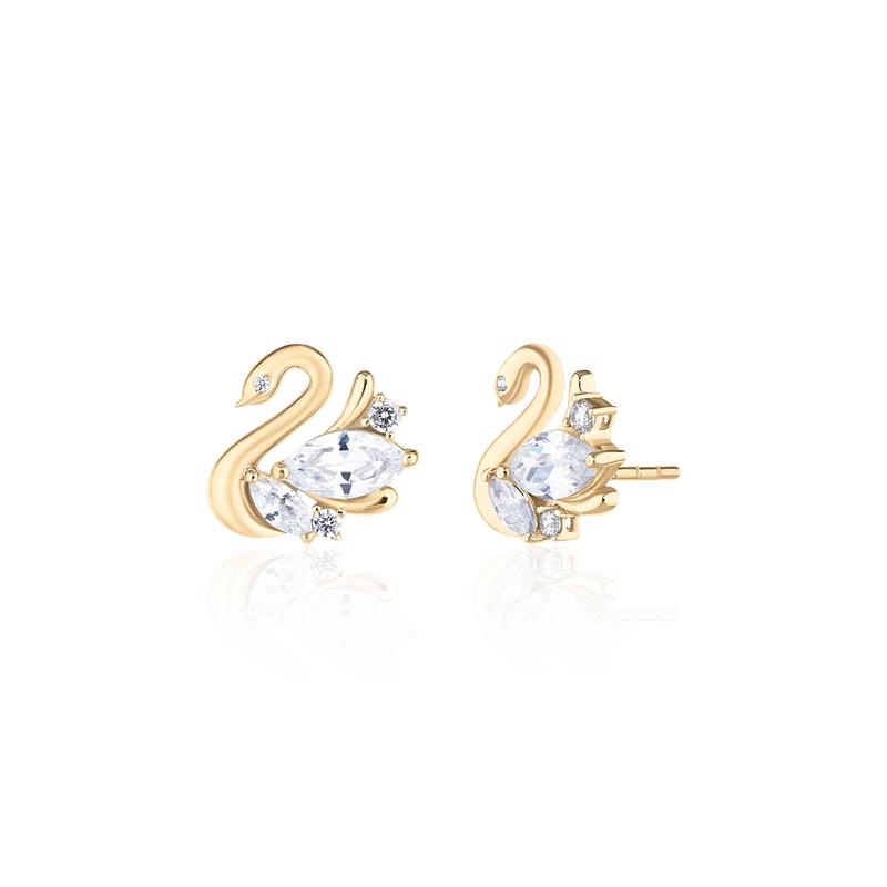 HuyThanhJewelry PTB353 Bộ Trang Sức Vàng 14k Họa Tiết Thiên Nga Gắn ĐÁ Cz 3