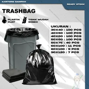 Kantong Plastik Sampah Besar TRASH BAG Hitam Ukuran 30X40 40X60 50X60 50X75 60X100 80X100 90X120