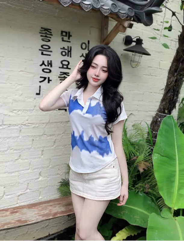 Áo Thun Polo Phối In Hình Họa Tiết Vải Thun Tăm Mềm 45- 90Kg Bigsize Dễ Thương Top Nữ Women - B.1521 2