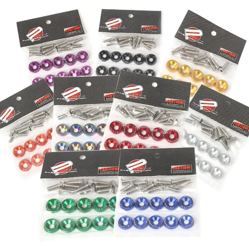 10pcs M6 JDM Car Modified Hex Fasteners Fender Washer Bumper Engine Concave Screws Car