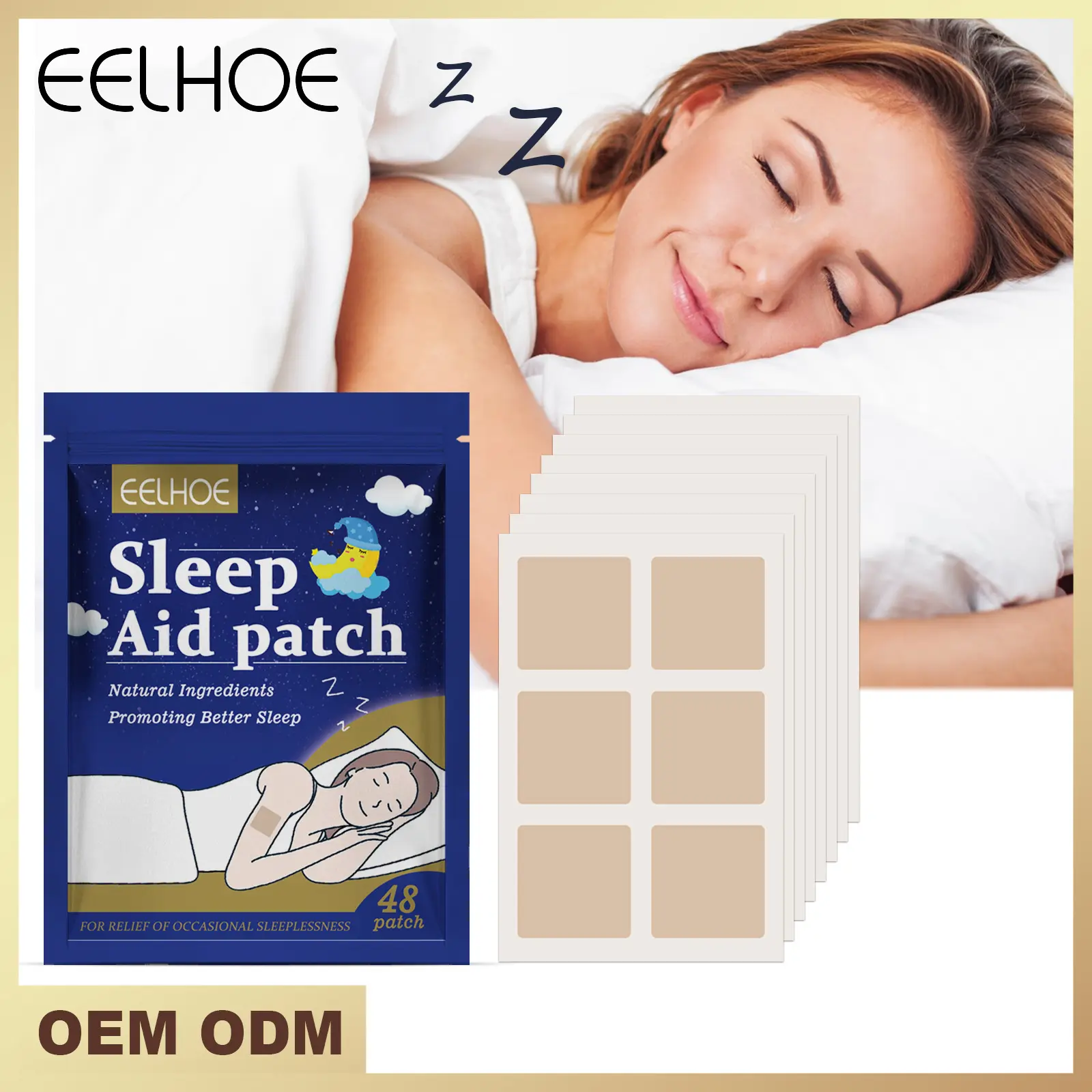 48pcs EELHOE Sleep Aid Patch perawatan bantu tidur Natural Sleepy Aid Patch Mengatasi Insomnia Susah Tidur Gangguan Tidur Malam Sulit Tidur Paling Ampuh Insomia Eye