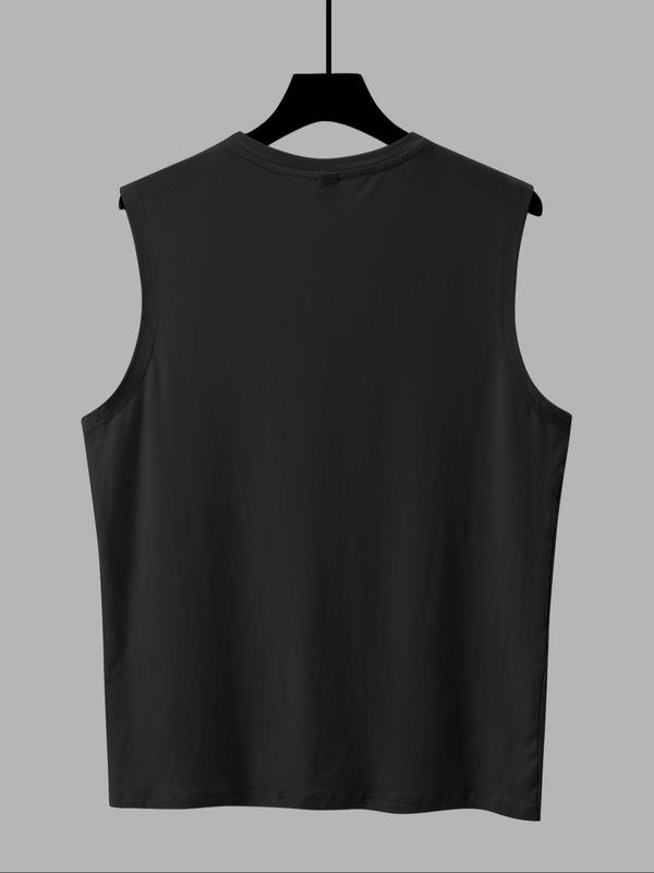 Men's Regular Fit Palm Tree Print Tank Top, Casual Sleeveless Round Neck Top for Summer, Fashion Men's Top for Daily Wear, Socks 1