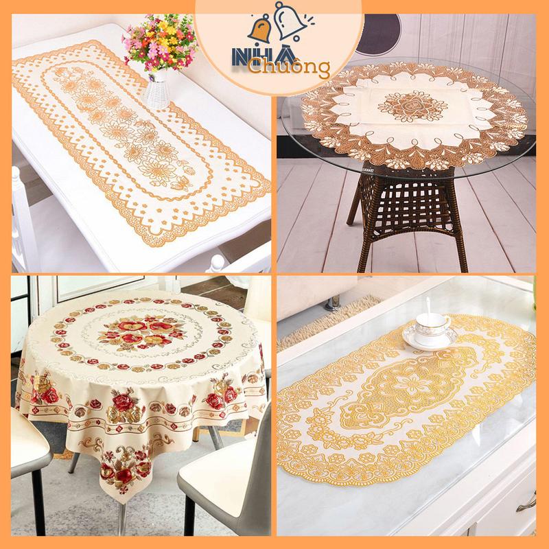 Khăn Trải Bàn PVC, Khăn Trải Bàn Nhựa Dập Nổi Ren Hoa Chống Thấm Nước