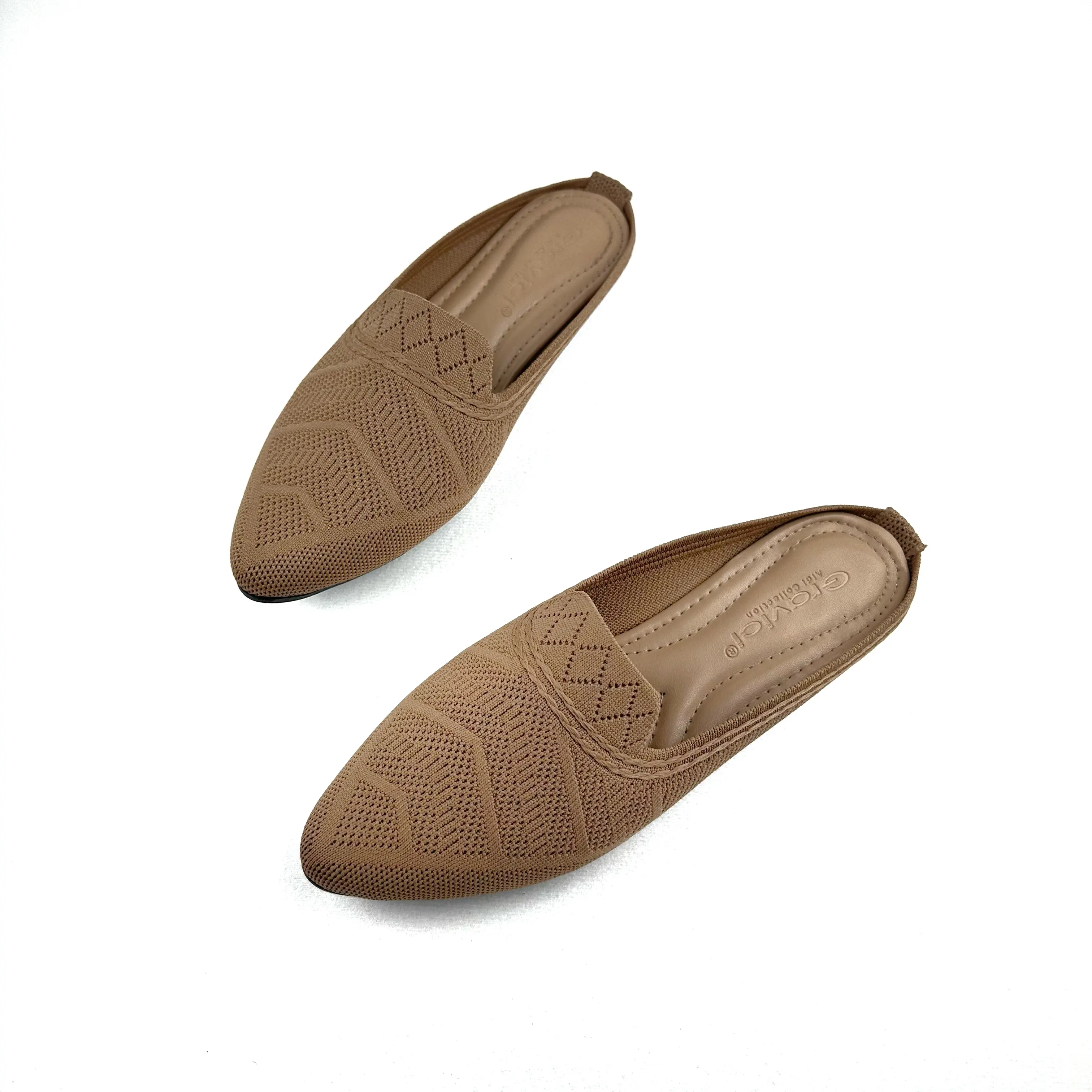 Sandal Flat Shoes Wanita Bahan Rajut Gravici JA-89 Hitam Sendal Karet Cewek flat  shoes sandal  flat shoes selop