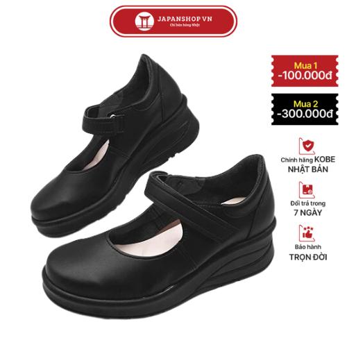 Kosu Giày da nữ đế xuồng cao cấp đế cao 5cm, giày da công sở dáng sang siêu êm siêu bền 23202 chính hãng Kobe Nhật Bản