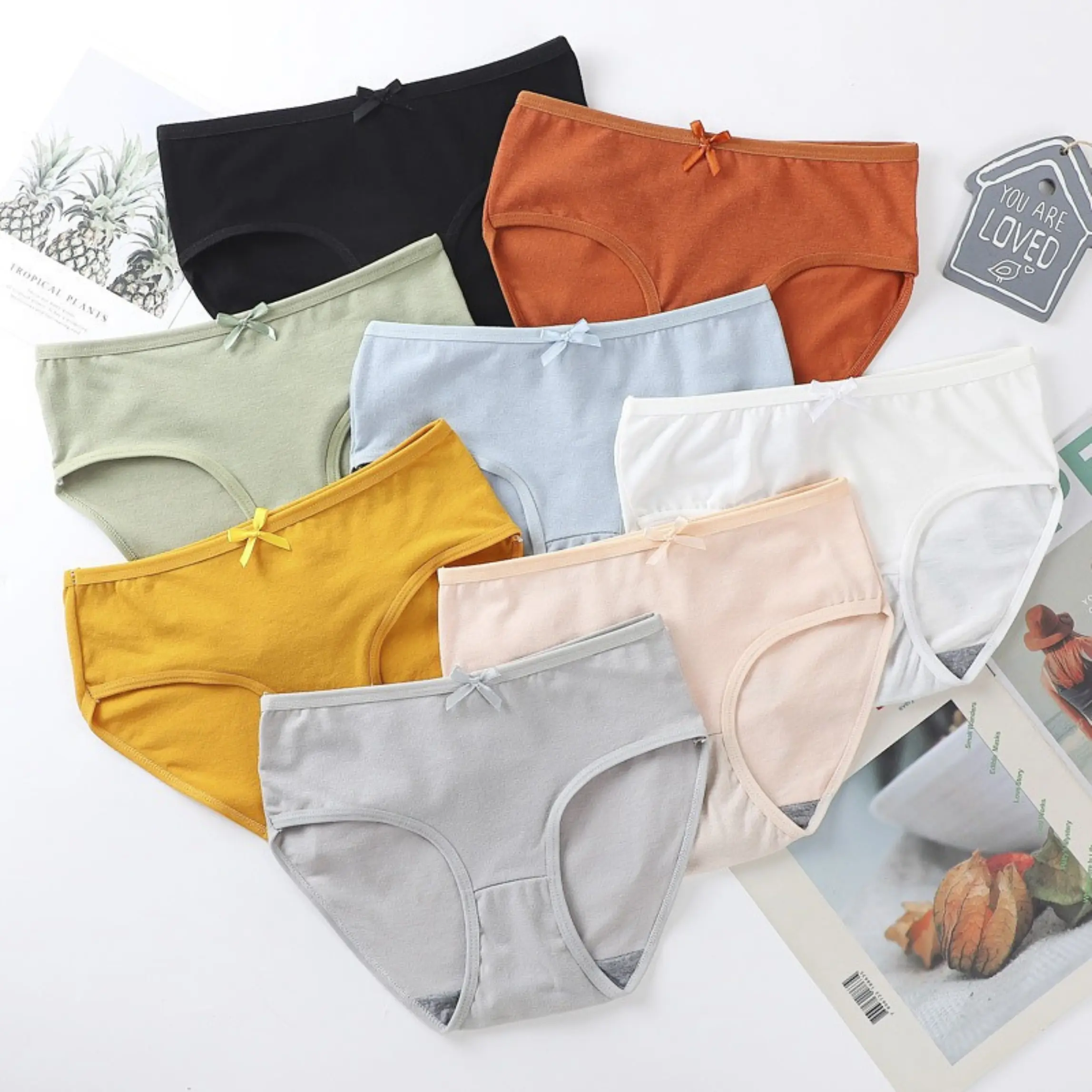 ONEFASHIONMALL CD006 Celana Dalam Wanita Katun Pita Polos Simple Pakaian Kolor CD Remaja Cewek Lembut Motif