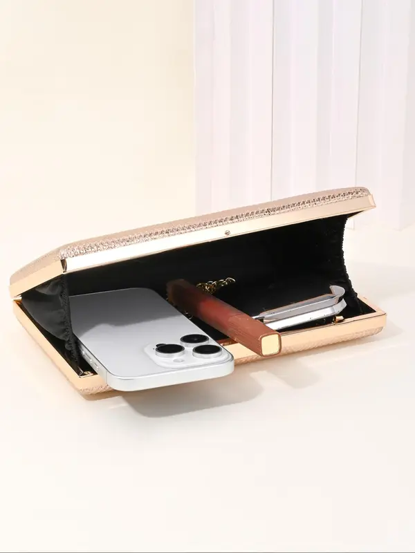 Women's Elegant Glitter Evening Bag, Exquisite Trendy Clutch Purse with Detachable Chain Strap, Fashionable Bag for Party Decoration 4
