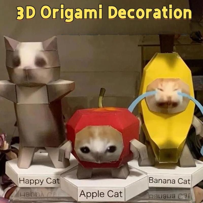 Cat Meme Handmade Origami 3D Three-dimensional DIY Handmade Gift ...
