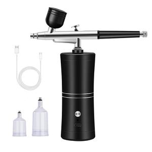 Pistola de aerógrafo inalámbrica portátil recargable con compresor, pistola de pulverización de acción simple para belleza facial, herramienta de pulverización profesional para uso en casa y salón