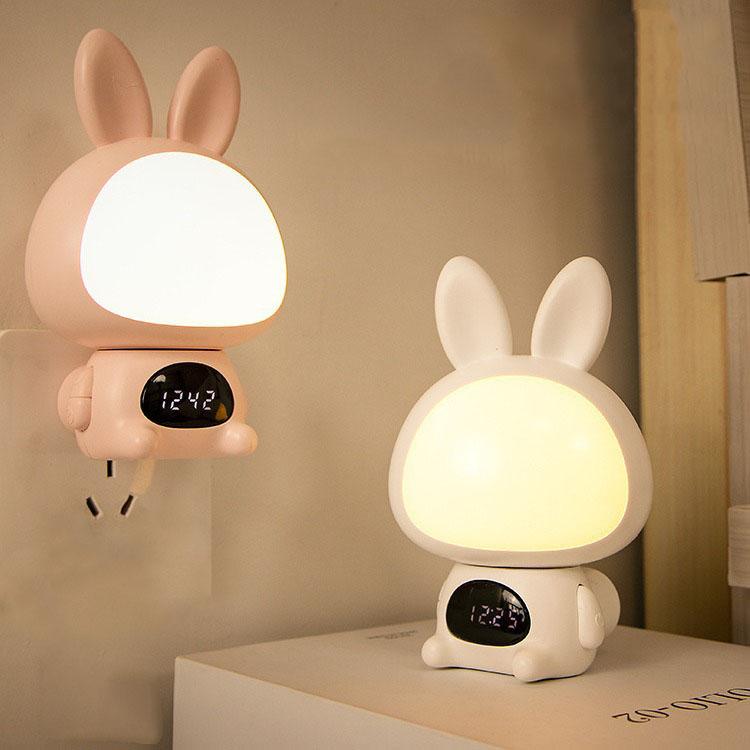 Đèn ngủ led hình con thỏ ánh sáng bảo vệ mắt điều khiển từ xa có hiển thị giờ
