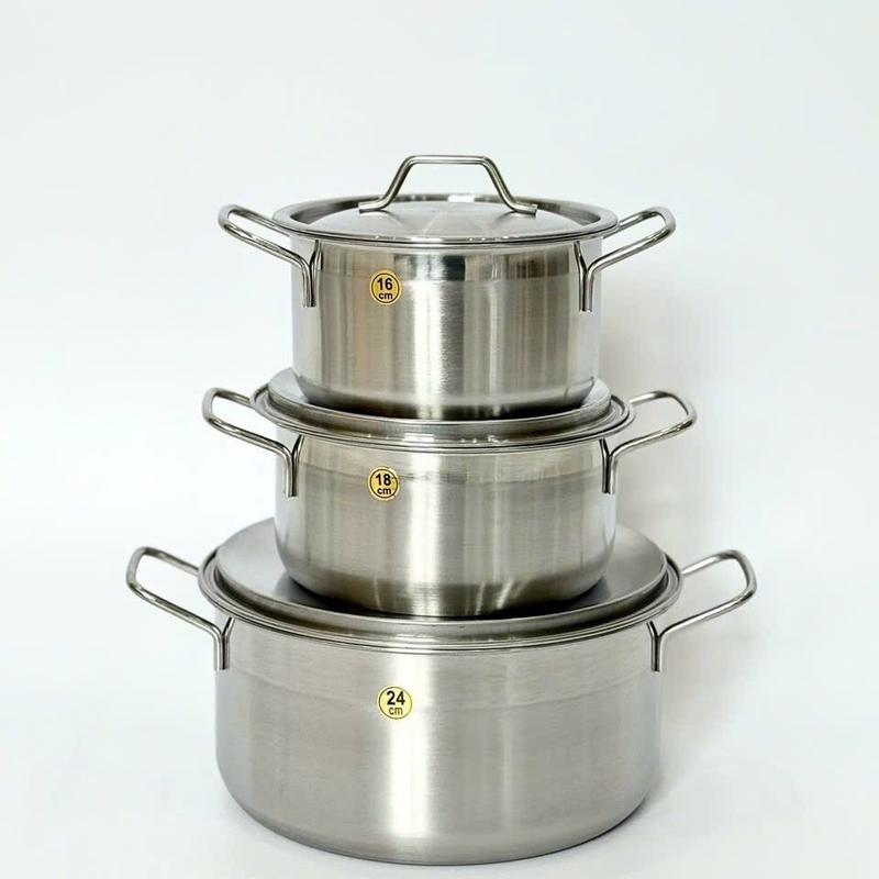 Bộ 3 Nồi Inox FIVERAMIC cao Cấp Dùng Được Mọi Loại Bếp - Thiết Kế Thông Minh, Thiết Kế Kín Khít