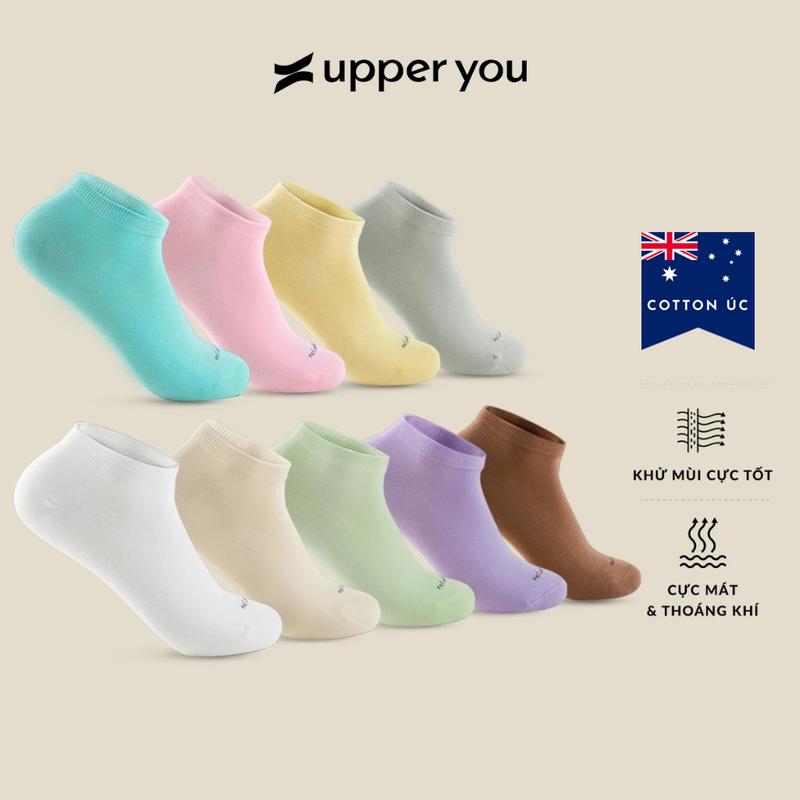 Tất Vớ Trơn Signature Nữ Cổ Ngắn UPPER YOU Cotton Úc Mềm Mại Êm Ái Thoáng Khí Khử Mùi - SNF2001 Đen