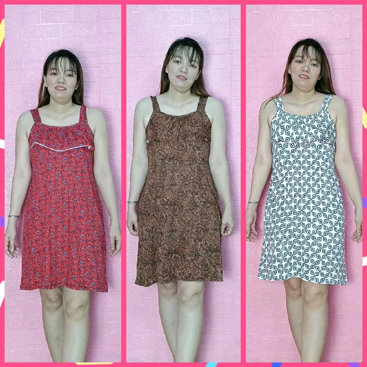 Đồ ngủ 2 dây Cổ Bèo vải thun lạnh , đầm ngủ mặc nhà chiều dài 90cm free size 45kg đến 70kg , mặc ở nhà mặc ngủ rát thoải mái  Nữ Women Dress Váy Ngủ Nhung