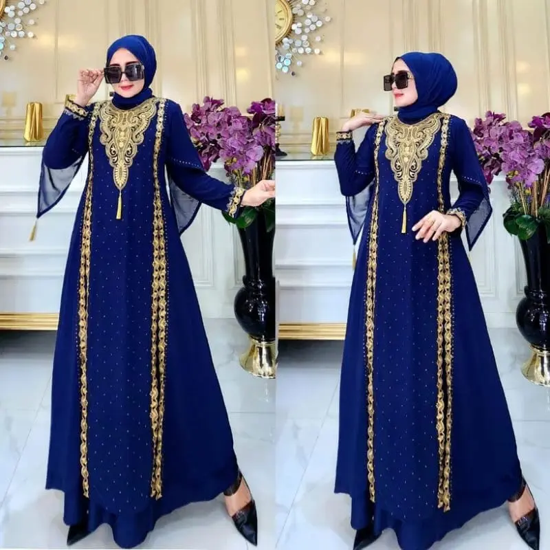 COD Gamis Abaya Arab Turkey  Jambul Jersy Import  Premium Mix Ceruty Premium Mote Terbaru Muslim Dress Wanita Hitam Turki Bordir Mewah Pesta