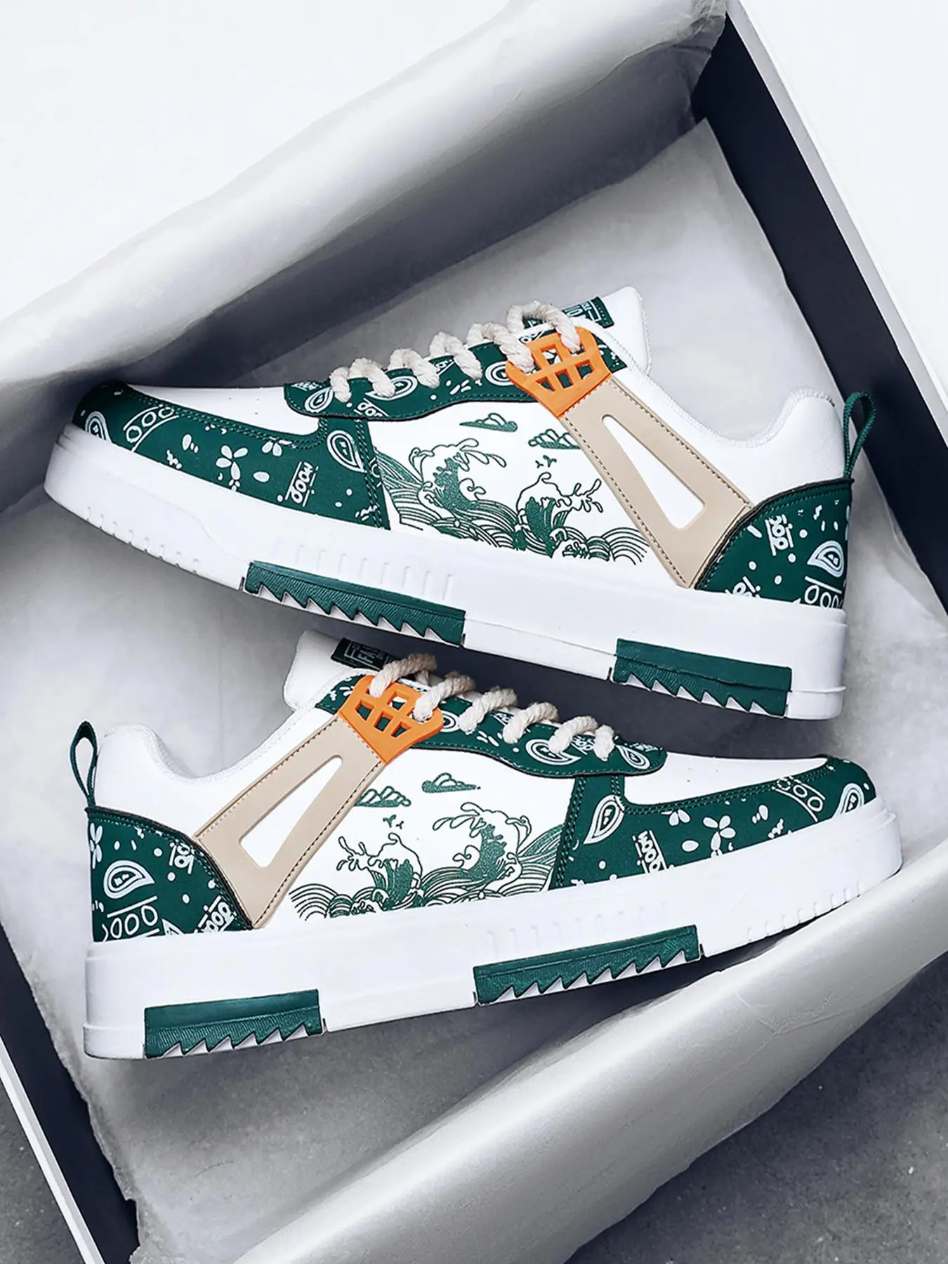 Men's Matching Pattern Lace Up Low Top Sneakers & Trainers, 2024 New Trendy Casual Breathable Comfortable Running Flat Shoes, All-match Sports Training Shoes for Daily Wear Spring Holiday, Classic Walking Shoes, Boy's Treadmill Footwear Trainers