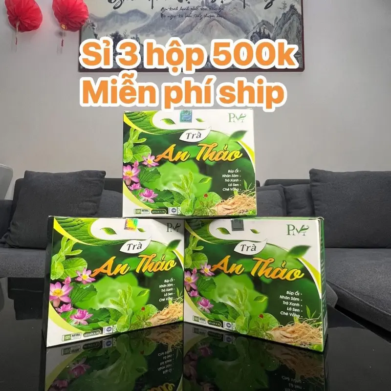Sỉ 3 hộp có thẻ cào Trà săm AN THẢO mỗi hộp 60 gói túi lọc dùng 1 thảng