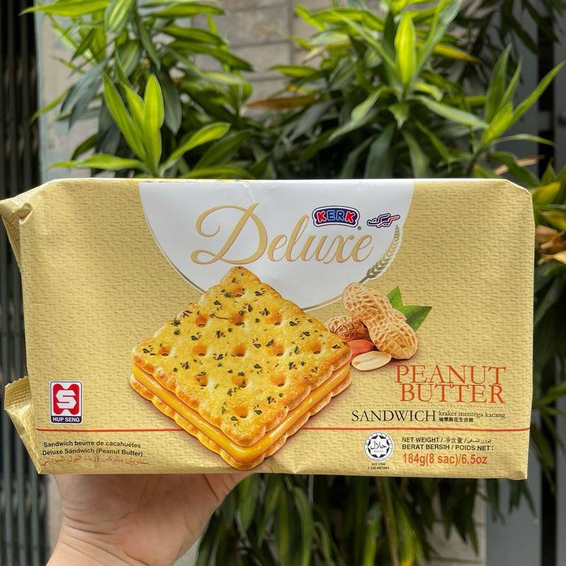 Bánh Quy Kem Bơ Đậu Phộng DELUXE Malaysia - Hộp 184g - 8 gói 2