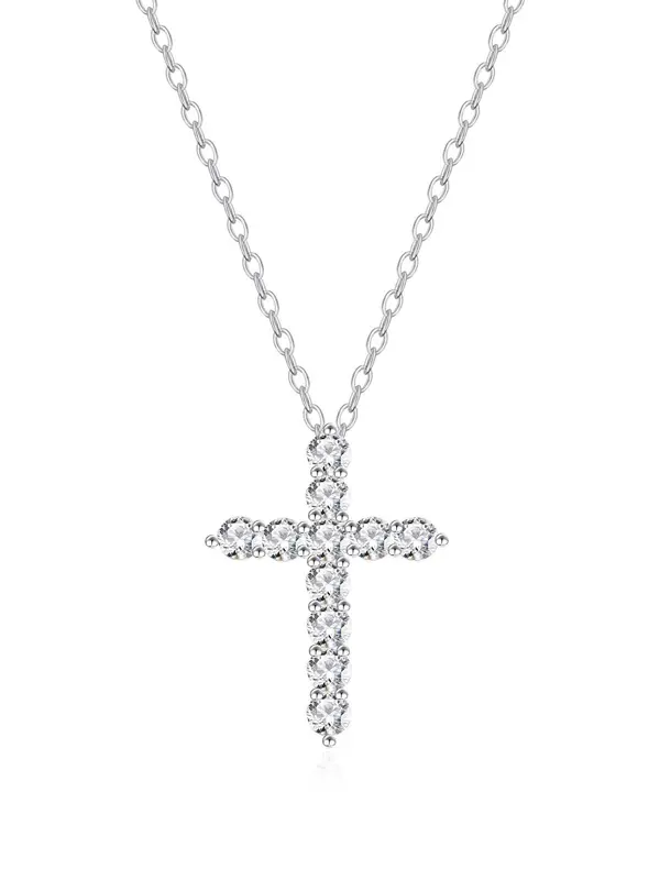 Rhinestone Decorated Cross Pendant Necklace for Women & Girls, Fashion Jewelry for Party, Daily Clothing Decor, Trendy All-match & Exquisite Jewelry for Birthday Gift 2