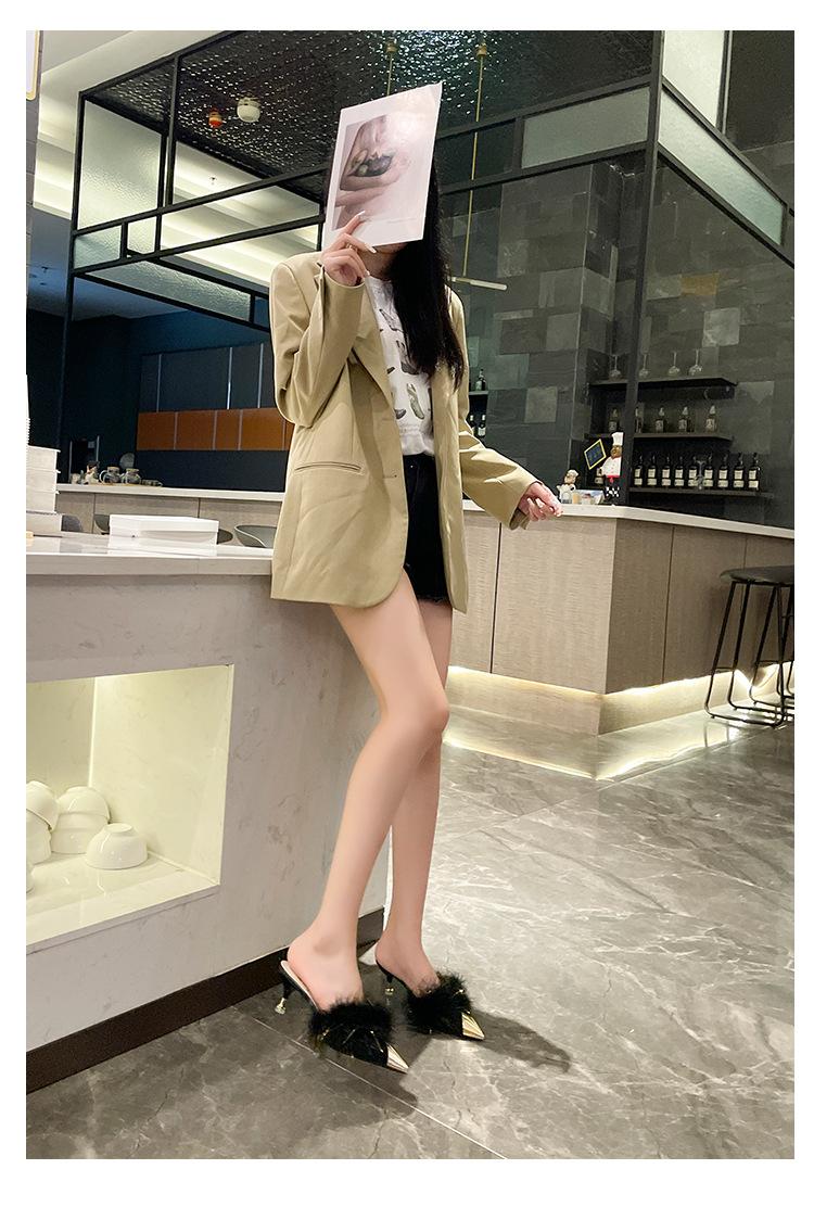 Product Introduction of Dép Lê Có Tóc Baotou, Dành Cho Nữ, Phong Cách Mới 2024, Mũi Nhọn, Mũi Kim Loại, Gót Mỏng, Ngọt Ngào Và Thanh Lịch, Thích Hợp Cho Phong Cách Lười Biếng Và Nửa Trái Tim 18
