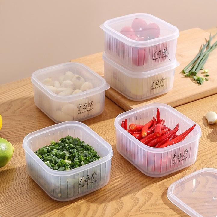 Product Introduction of Hộp đựng hành tỏi gừng 2 lớp tách nước, Hộp trữ đông đựng thực phẩm ngăn mùi bảo quản trong tủ lạnh 17