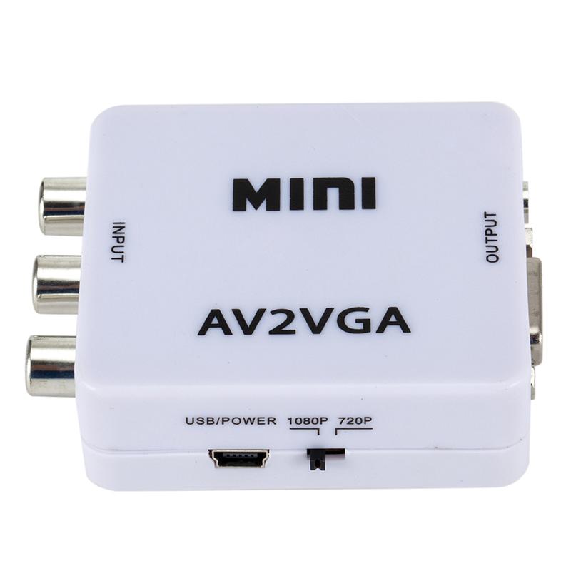 GRWIBEOU 1080P Mini Video Convertor RCA AV to VGA Video Converter Conversor with 3.5mm Audio AV2VGA / CVBS + Audio to HDTV PC 8