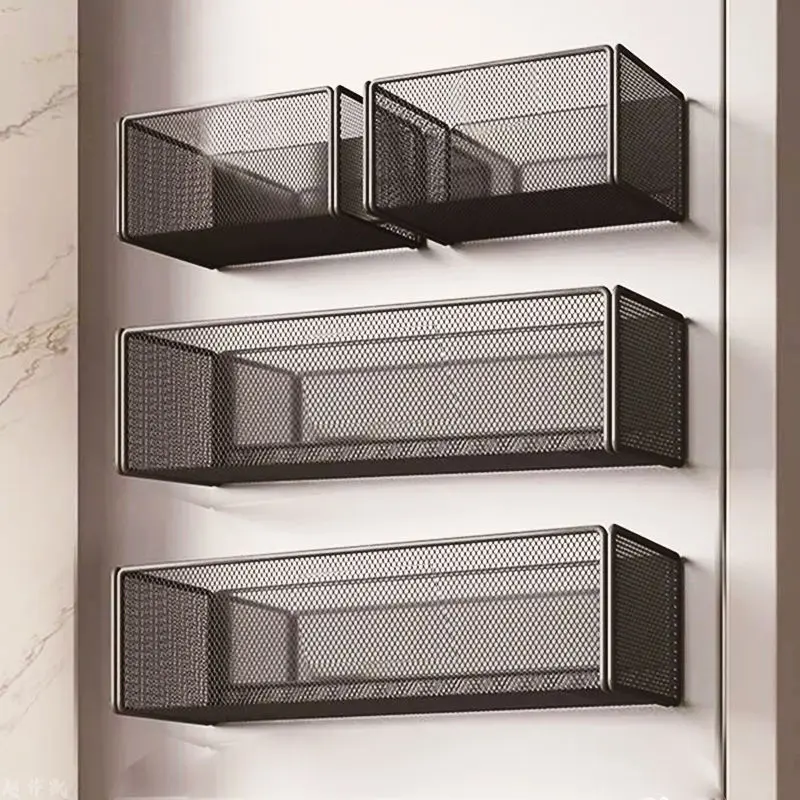 Refrigerator Magnetic Storage Rack Side Organizer No-Drill Kitchen Wall-Mounted Cling Film Paper Towel Spice Hanging Basket