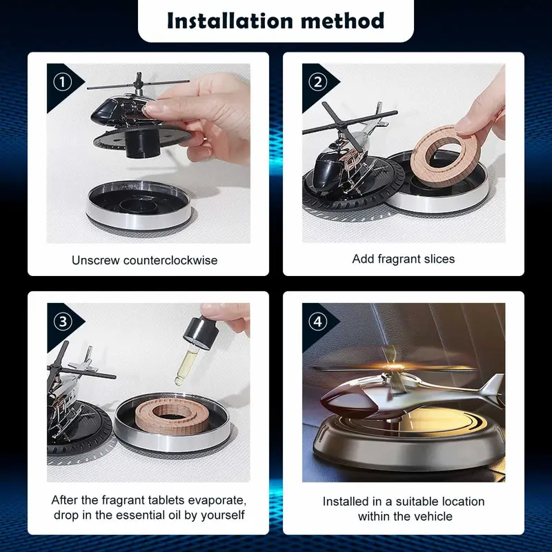 CATIANPAI Parfum Mobil Dashboard Helikopter Tenaga Surya Car Freshener - KTP030 Pajangan 6