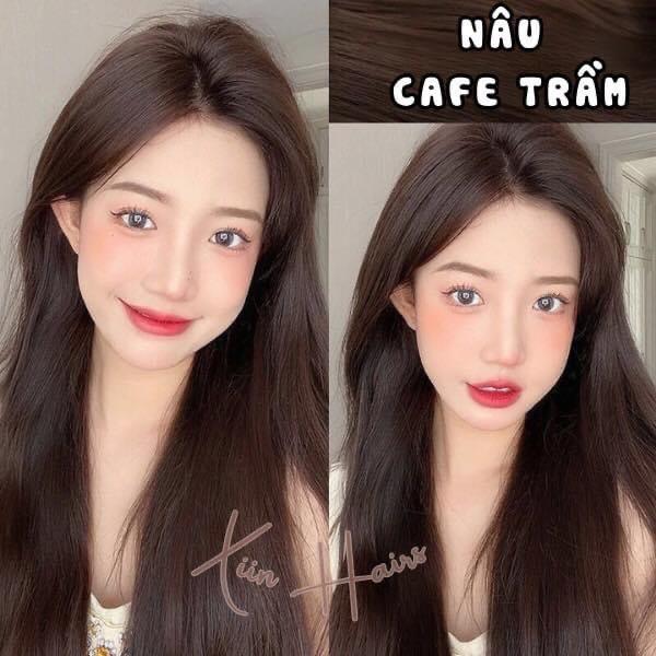 Thuốc nhuộm tóc màu Nâu Cà Phê Trầm . combo thuốc nhuộm tóc tại nhà Tặng Găng Tay