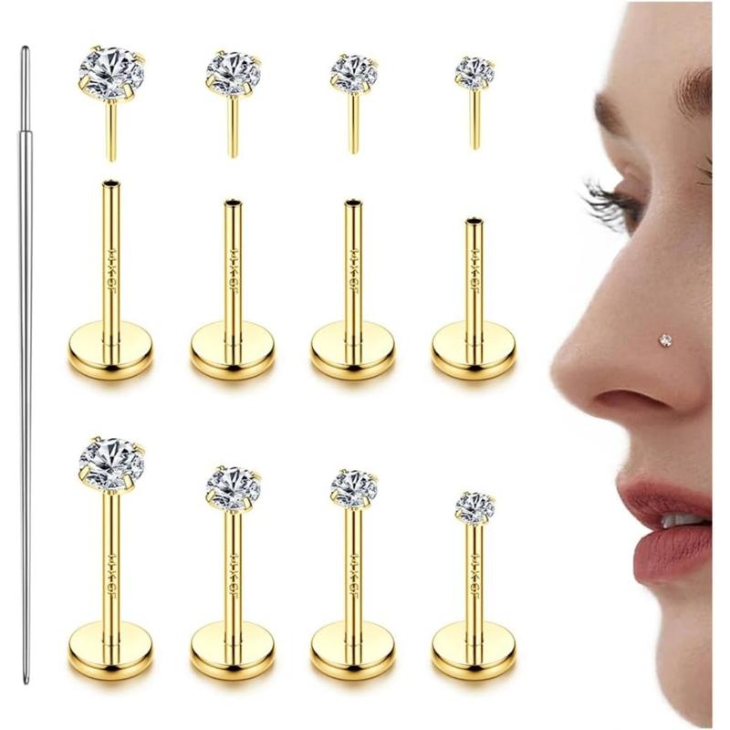 LOLIAS 14K Gold Filled Threadless Nose Studs CZ Nose Rings for - TikTok ...