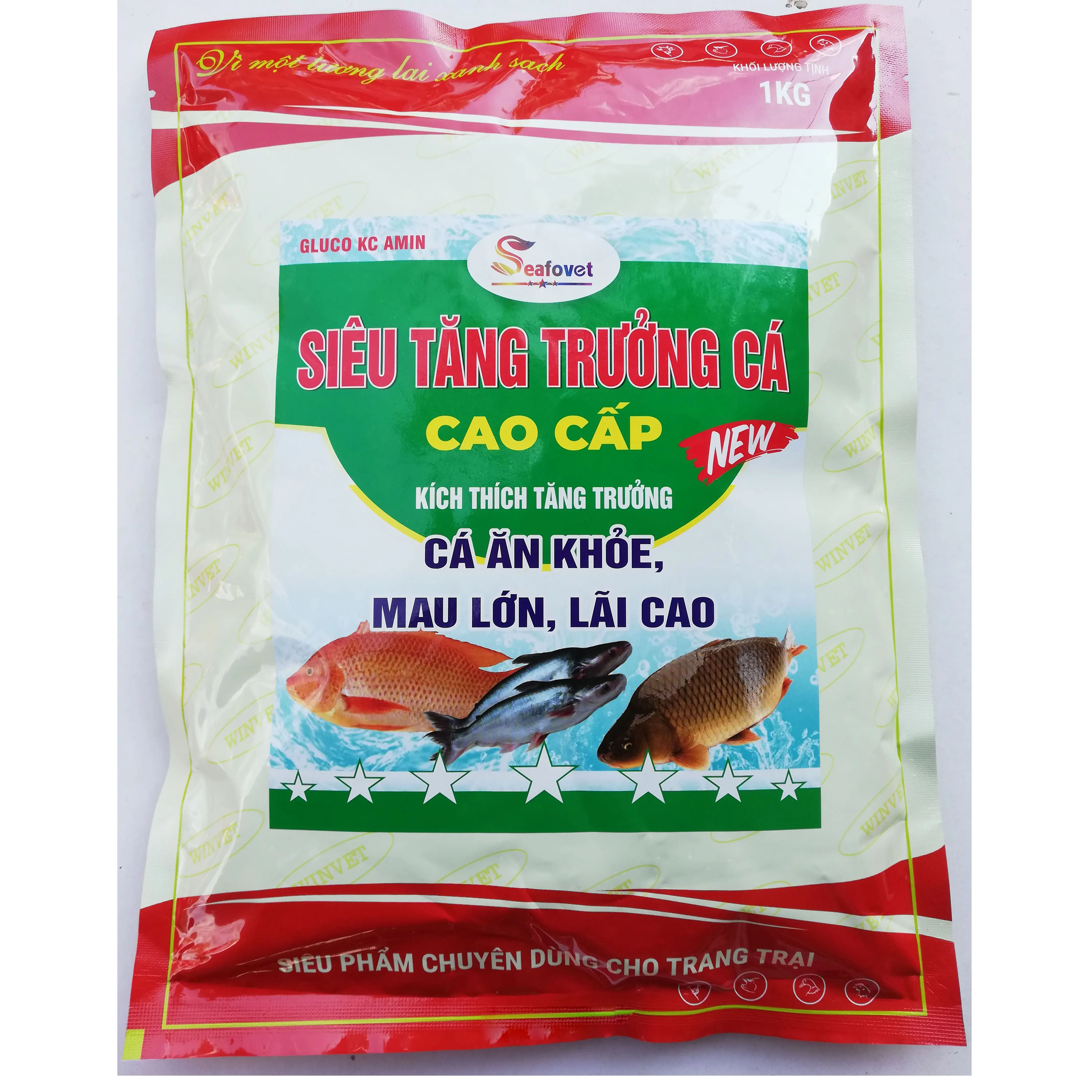 Một gói 1kg Siêu tăng trưởng cá dạng bột Giúp cá tăng trưởng nhanh, ăn khỏe, mau lớn, lãi cao, sản phẩm dùng tốt cho cả các loại cá cảnh