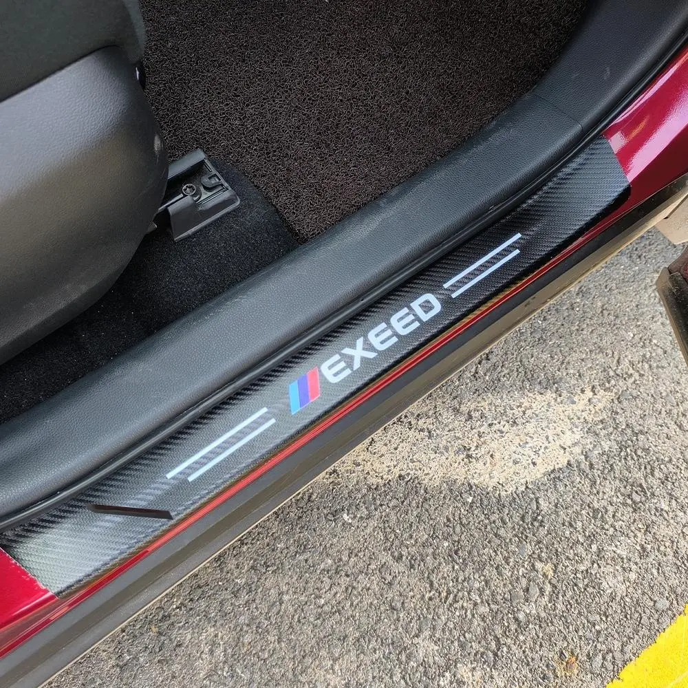 Carhanson For Chery EXEED Accessories Door Sill Pedal Trim Carbon Fibre Texture Leather Car Protector Stickers Styling 2020+