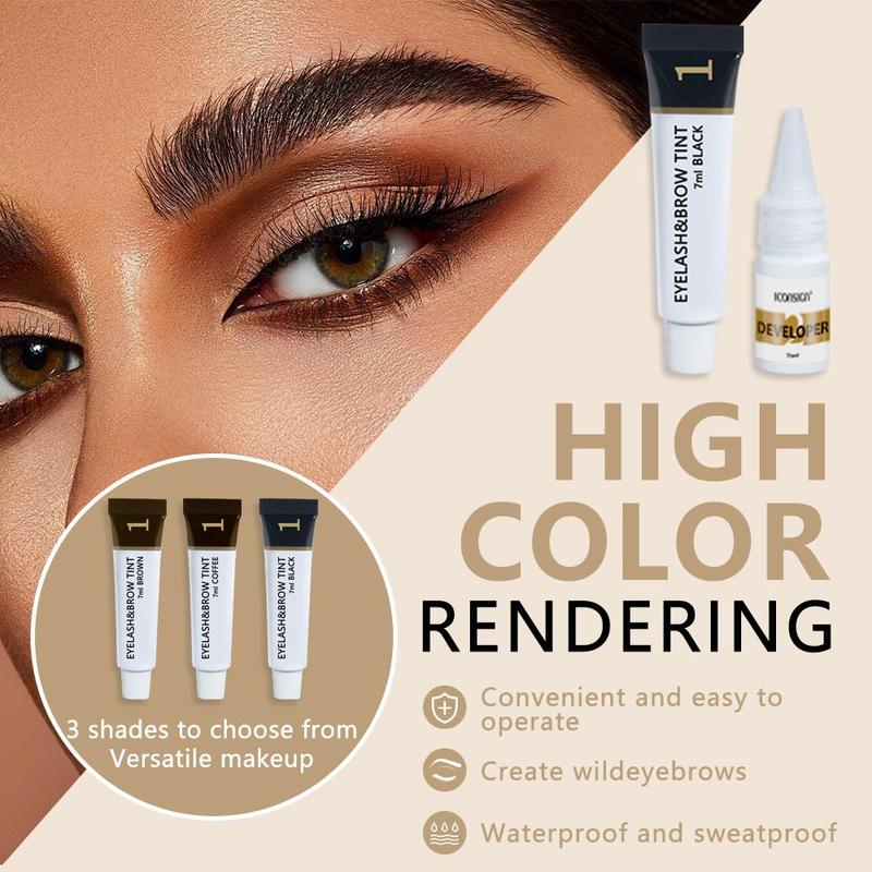 Eyebrow Dye Kit, 1 Set Waterproof Long Lasting Eyebrow & Eyelash Tinted Cream, Eyebrow Makeup Products 5