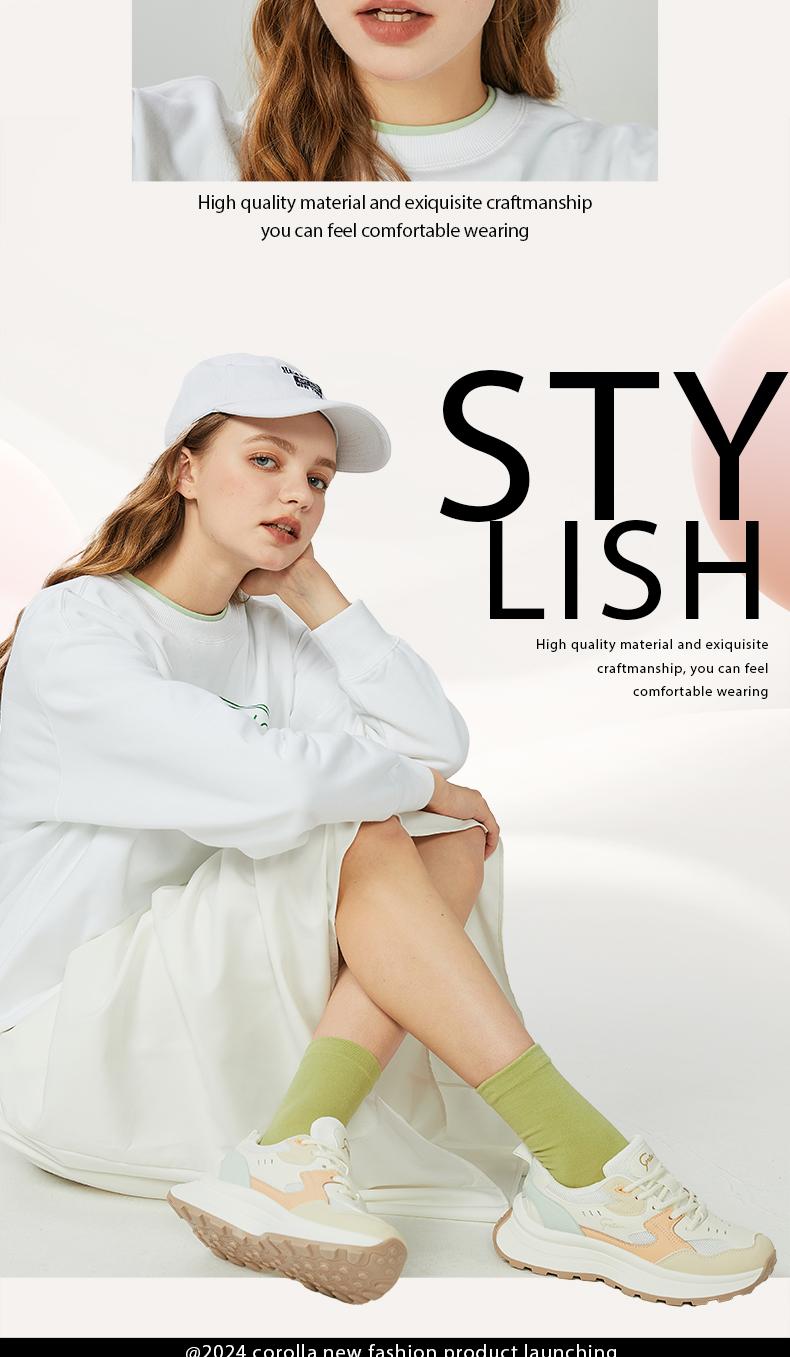 Product Introduction of Corolla Giày Thể Thao Sneaker Nữ  Fashion Phong Cách Hàn Quốc Dế Cao 4.5CM Chống Trượt Dộ Co Giãn Cao Kháng Khuẩn Thoáng KhíGiày Giày Lười Dồ Hot Trend Shoes【Nên mua kích cỡ lớn hơn 】 20