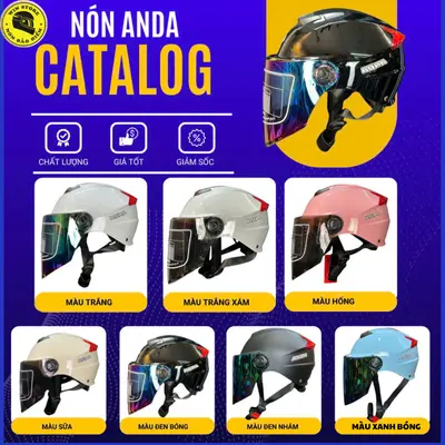 Mũ 1/2 đi phố ANDA  { Kiểu Dáng Giống YEMA } - Có Nút Tăng Chỉnh Size ( Free size 54cm _ 60cm ) - Tặng 13Tem KYT -  Helmet Nón Bảo Hiểm 1
