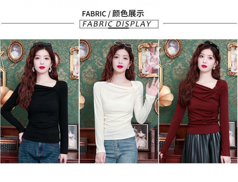 Product Introduction of Áo Thun Dài Tay Cổ Áo Chéo Màu Đỏ, Ankela, Dành Cho Nữ, Phong Cách Phương Tây Cao Cấp Mùa Thu, Dễ Phối Đồ Dáng Ôm, Áo Sơ Mi Lớp Nền Bó Sát Hàng Đầu 9