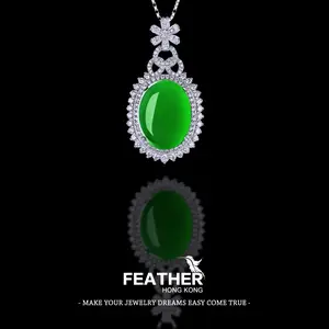FEATHER HONGKONG - ( FREE KALUNG ) - KUALITAS TINGGI CUSTOM SENDIRI - LIONTIN GIOK WANITA