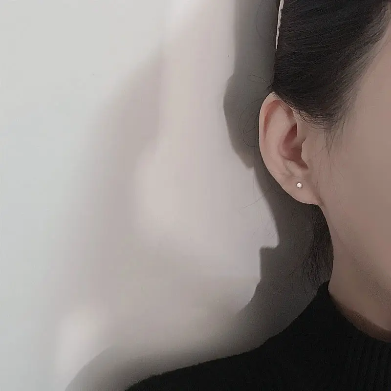 【Jojoo】Simple personality geometric small earrings earrings ear piercing student couple earrings 5